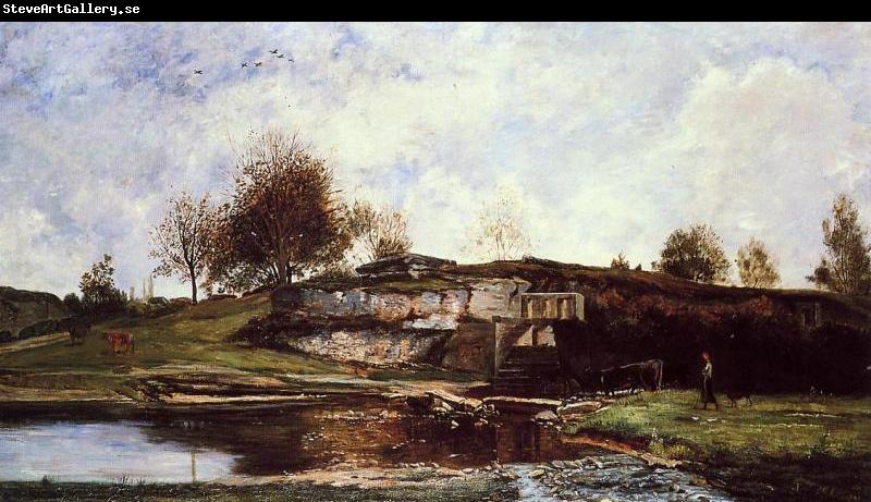 Charles-Francois Daubigny Sluice in the Optevoz Valley